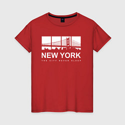 Футболка хлопковая женская Нью-Йорк Сити, цвет: красный