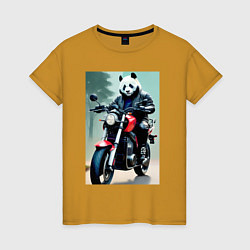 Футболка хлопковая женская Panda - cool biker, цвет: горчичный
