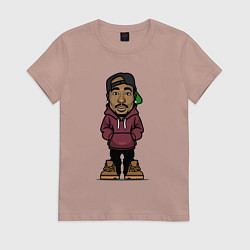 Футболка хлопковая женская Тупак, цвет: пыльно-розовый