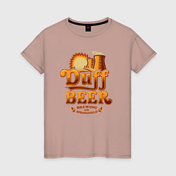 Футболка хлопковая женская Duff beer brewing, цвет: пыльно-розовый