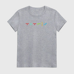 Футболка хлопковая женская Минималистичный дизайн с названием игры Тетрис, цвет: меланж