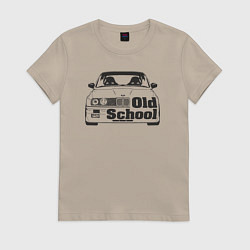 Футболка хлопковая женская BMW old school, цвет: миндальный