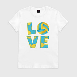 Футболка хлопковая женская Volleyball love, цвет: белый