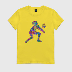 Футболка хлопковая женская Color volleyball, цвет: желтый