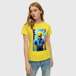 Футболка хлопковая женская Барт Симпсон - фантазия - нейросеть, цвет: желтый — фото 2