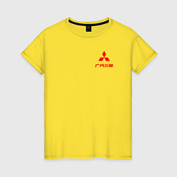 Футболка хлопковая женская Mitsubishi motors sign, цвет: желтый