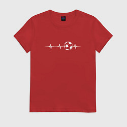 Футболка хлопковая женская Любовь к футболу, цвет: красный