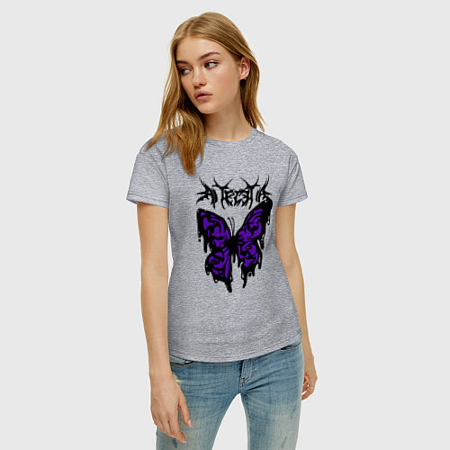 Женская футболка Gothic black butterfly / Меланж – фото 3