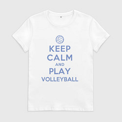 Футболка хлопковая женская Играй в волейбол, цвет: белый