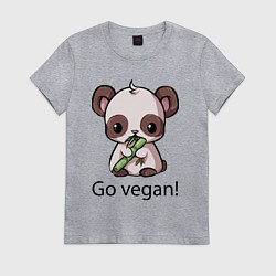 Футболка хлопковая женская Go vegan - motto, цвет: меланж