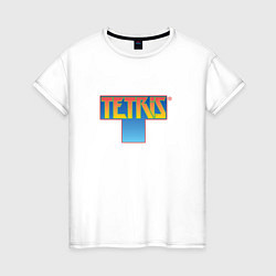 Футболка хлопковая женская Логотип Тетрис, цвет: белый