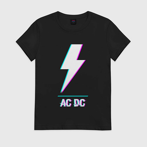 Женская футболка AC DC glitch rock / Черный – фото 1