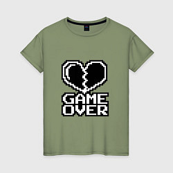 Женская футболка Game Over на черном фоне