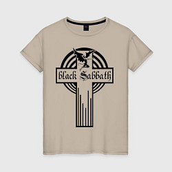 Футболка хлопковая женская Black Sabbath Cross, цвет: миндальный
