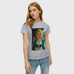 Футболка хлопковая женская The legend of Zelda - ahegao art, цвет: меланж — фото 2