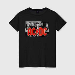 Футболка хлопковая женская AC DC metal, цвет: черный