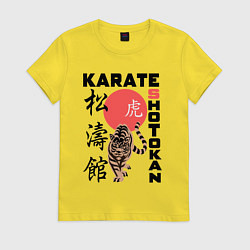 Футболка хлопковая женская Карате шотокан, цвет: желтый