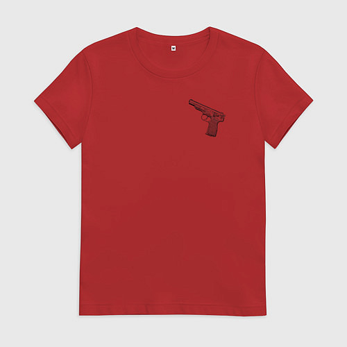 Женская футболка Чертёж АПС Автоматический Пистолет Стечкина / Красный – фото 1