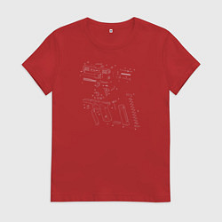 Футболка хлопковая женская Glock - взрыв схема, цвет: красный