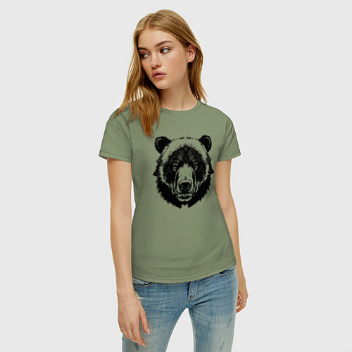 Женская футболка Чернильный медведь / Авокадо – фото 3