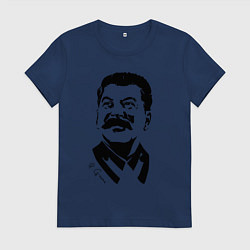 Футболка хлопковая женская Сталин чб, цвет: тёмно-синий