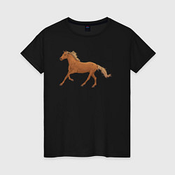Футболка хлопковая женская Конь бежит, цвет: черный