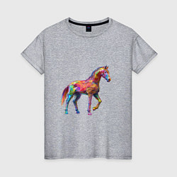 Футболка хлопковая женская Конь геометрик, цвет: меланж