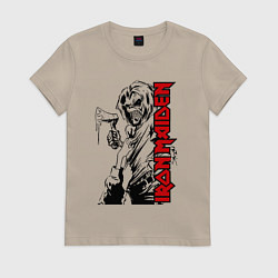 Футболка хлопковая женская Iron maiden fans, цвет: миндальный