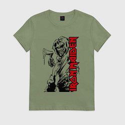 Футболка хлопковая женская Iron maiden fans, цвет: авокадо