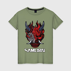 Футболка хлопковая женская Samurai logo, цвет: авокадо