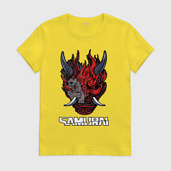 Футболка хлопковая женская Samurai logo, цвет: желтый