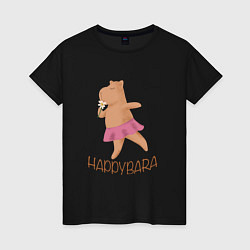 Футболка хлопковая женская Happybara, цвет: черный