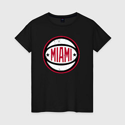 Футболка хлопковая женская Team Miami Heat, цвет: черный