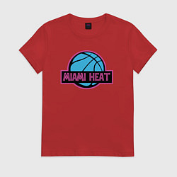 Футболка хлопковая женская Miami Heat team, цвет: красный