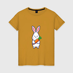 Женская футболка Милый заяц с морковью
