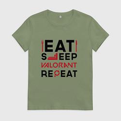 Женская футболка Надпись: eat sleep Valorant repeat