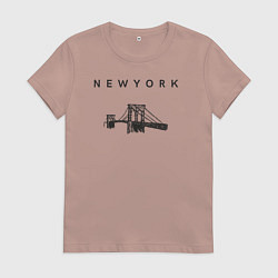 Футболка хлопковая женская Бруклинский мост, цвет: пыльно-розовый