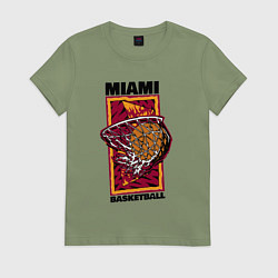 Футболка хлопковая женская Miami Heat shot, цвет: авокадо