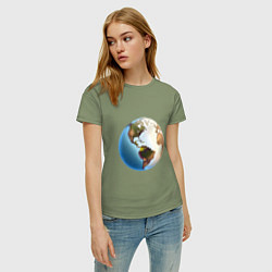 Футболка хлопковая женская Глобус мира, цвет: авокадо — фото 2