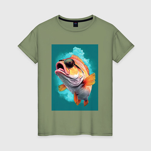 Женская футболка Рыба в солнечных очках / Авокадо – фото 1
