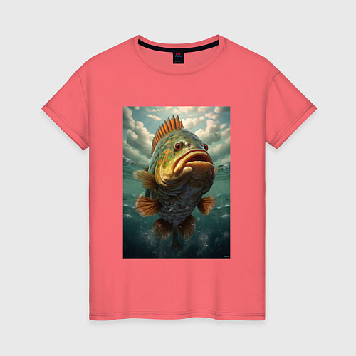 Женская футболка Большая рыба карп / Коралловый – фото 1