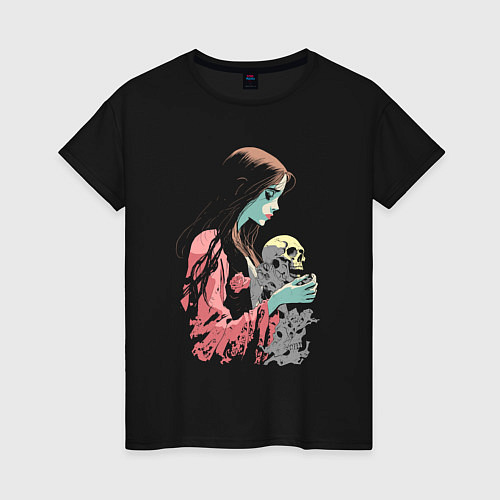 Женская футболка Кукла колдуна с черепом / Черный – фото 1