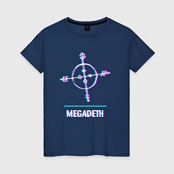 Футболка хлопковая женская Megadeth glitch rock, цвет: тёмно-синий