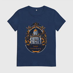 Футболка хлопковая женская Санкт - Петербург, цвет: тёмно-синий