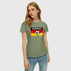 Футболка хлопковая женская Football Germany, цвет: авокадо — фото 2