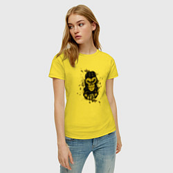 Футболка хлопковая женская Крутая горилла с наушниками, цвет: желтый — фото 2