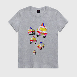 Футболка хлопковая женская Машинки скорой помощи, цвет: меланж