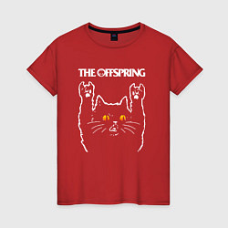 Футболка хлопковая женская The Offspring rock cat, цвет: красный