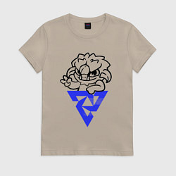 Футболка хлопковая женская Тундра Испортс Динозавр, цвет: миндальный