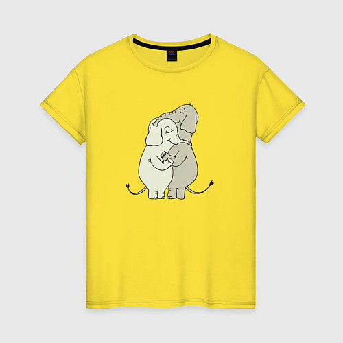 Женская футболка Обнимашки слонов / Желтый – фото 1